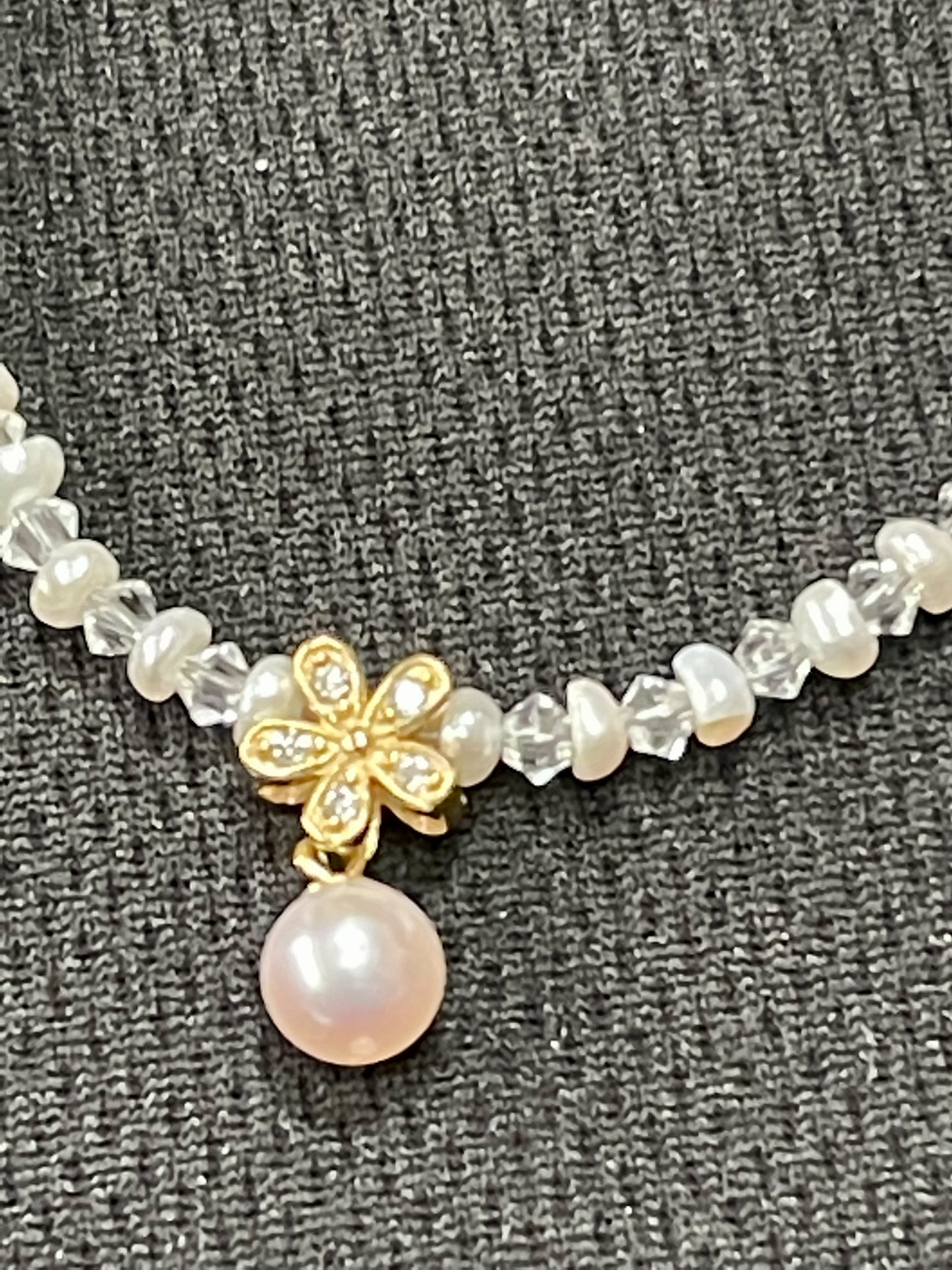 Pearl Swarovski Crystal and Cubic Zirconia necklace