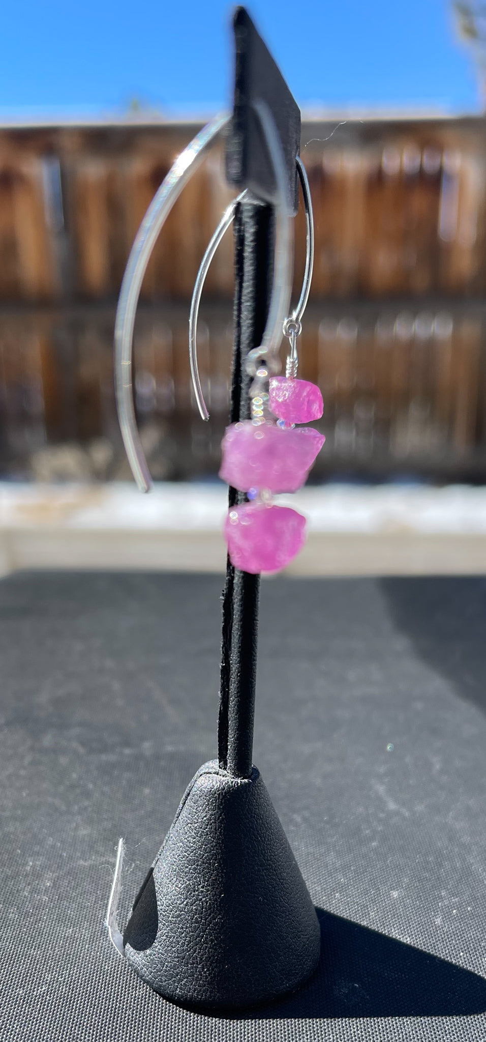 Pink Sapphire Swarovski Crystal and Sterling Silver Earrings