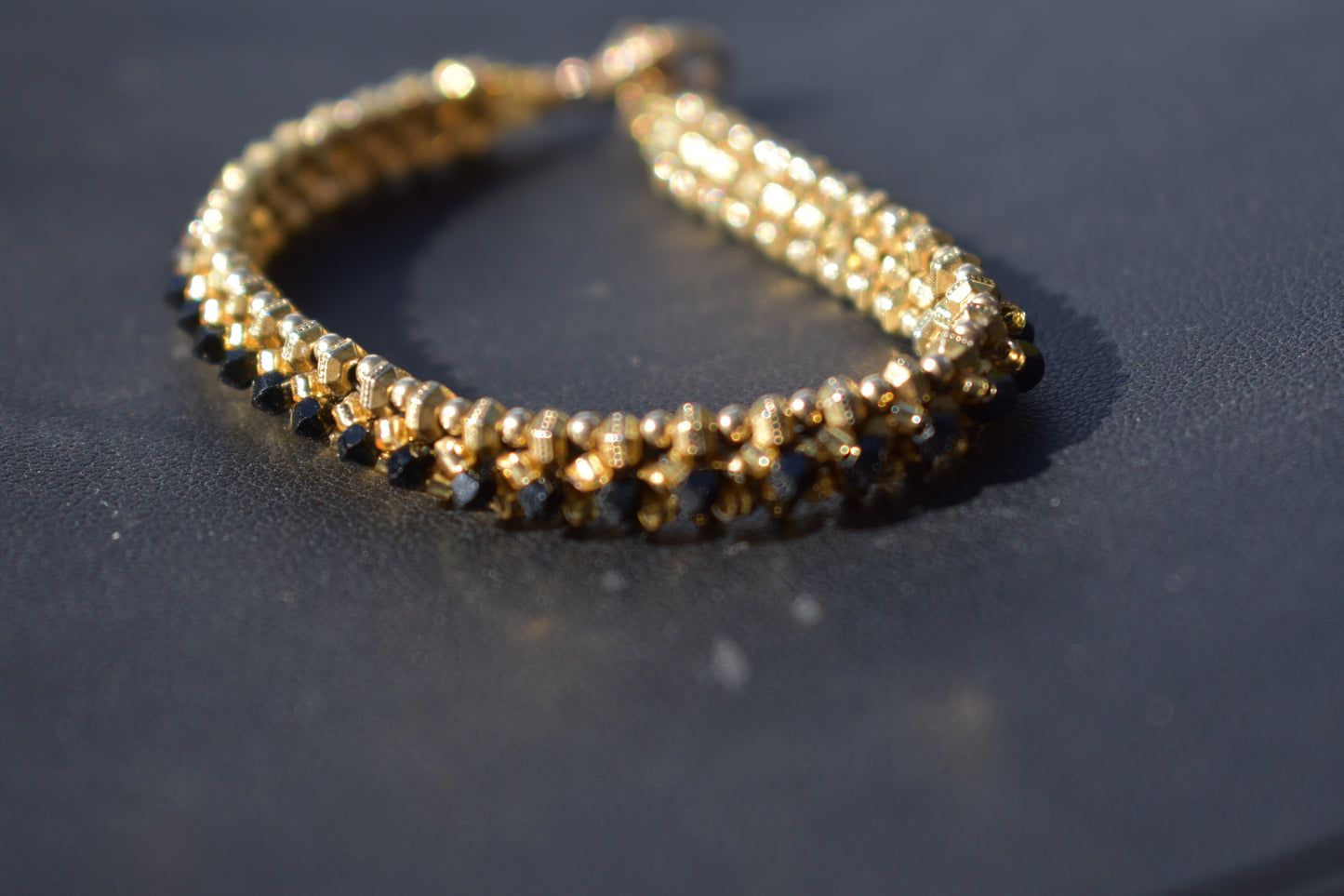Gold and Black Tennis Bracelet