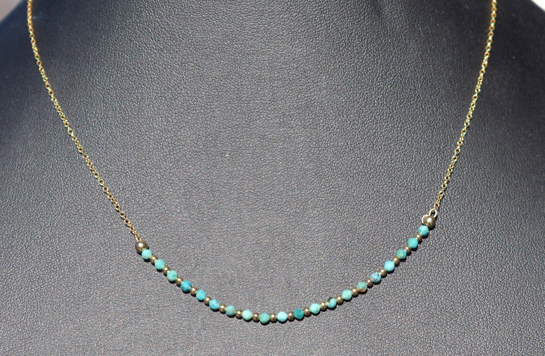 Turquoise and Gold Delicate Necklace
