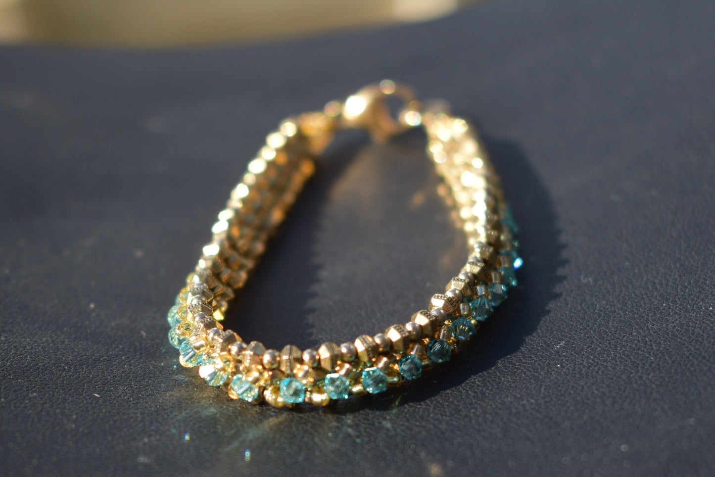 Gold and Turquoise Tennis Bracelet