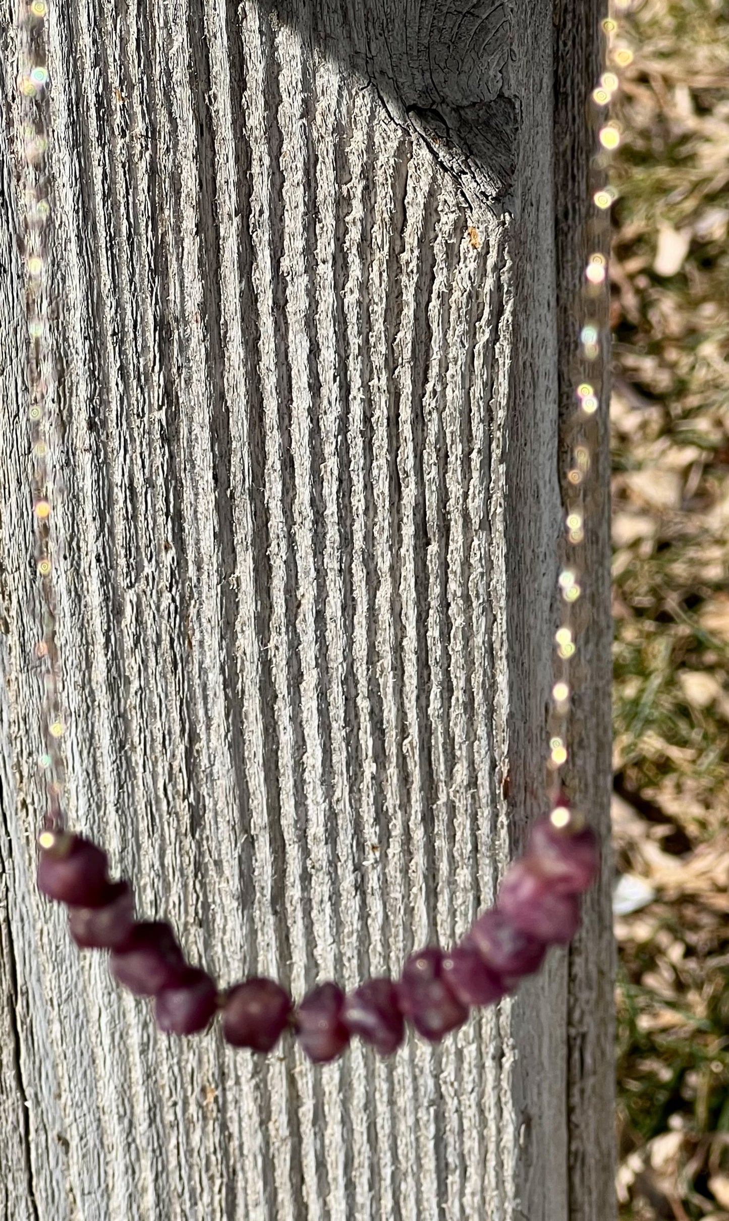 Raw Ruby and Gold Vermeil over Sterling Silver Necklace