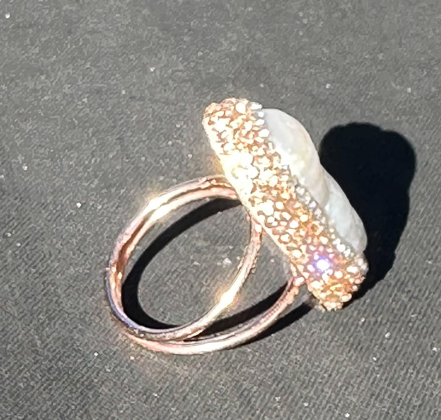 Freshwater Pearl and Swarovski Crystal Adjustable Ring