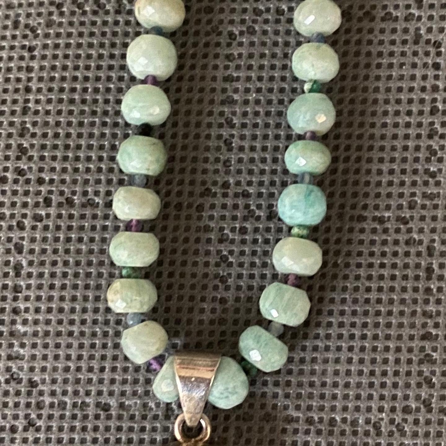 Chrysoprase, Kyanite, Turquoise and Amethyst Necklace
