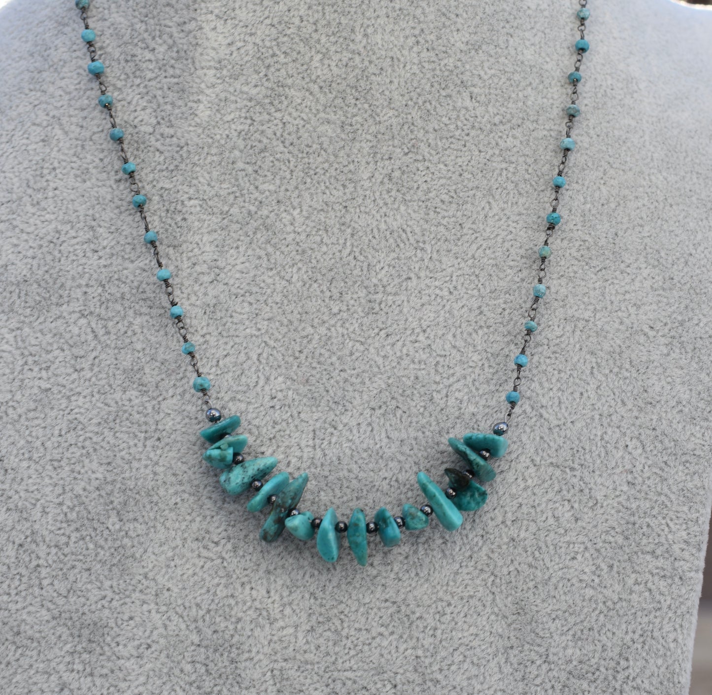Turquoise and Oxidized Sterling Silver Necklace