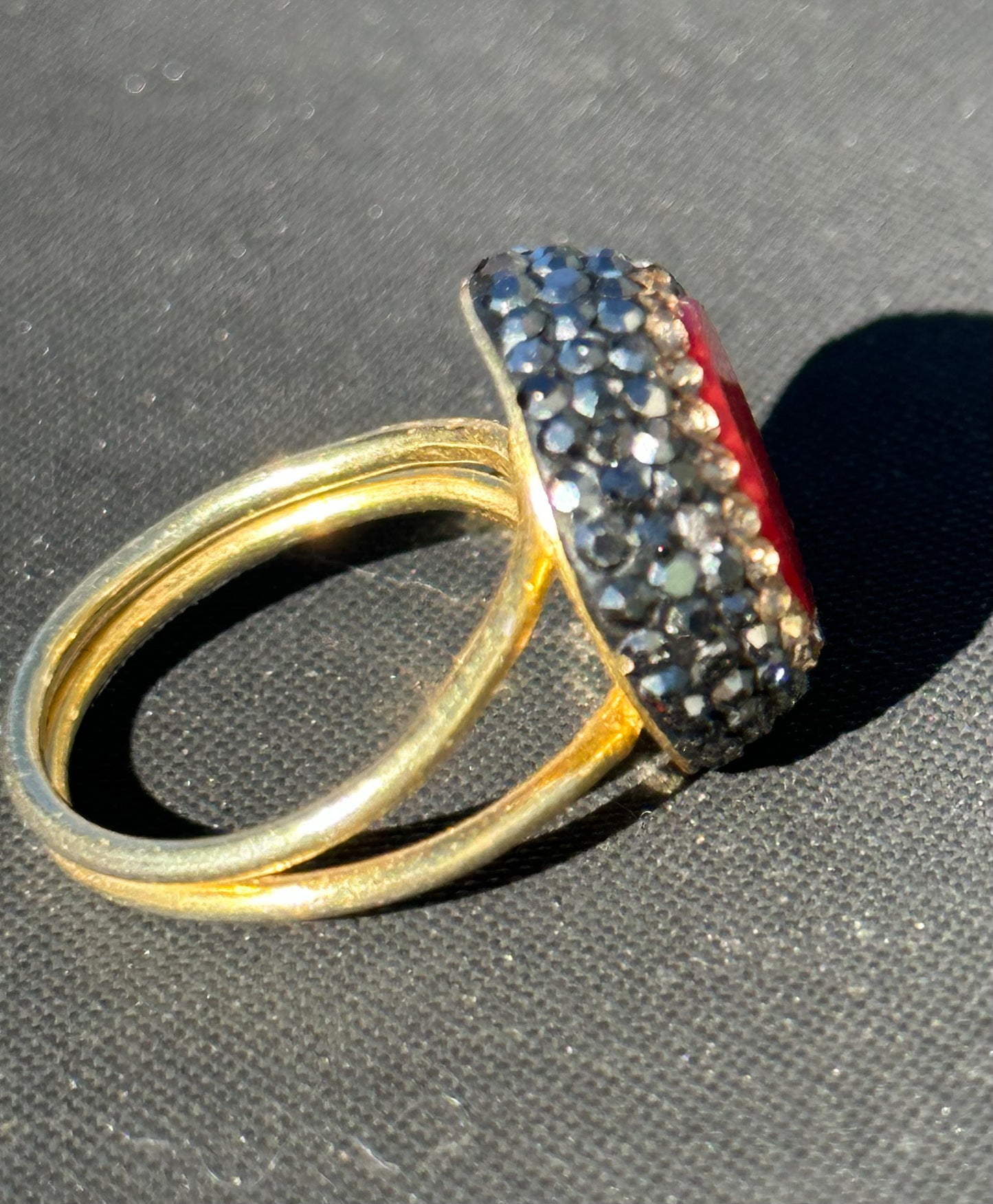 Coral and Swarovski Crystal Adjustable Ring
