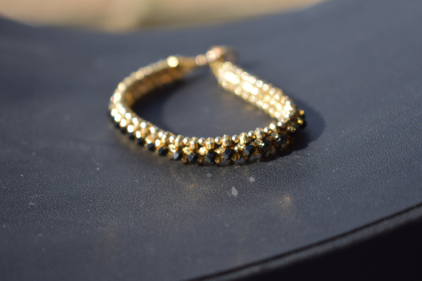 Gold and Black Tennis Bracelet