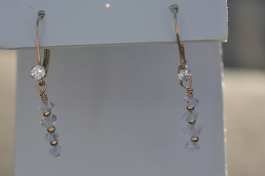 Herkimer Diamond, Cubic Zirconia and Gold Vermeil Earrings