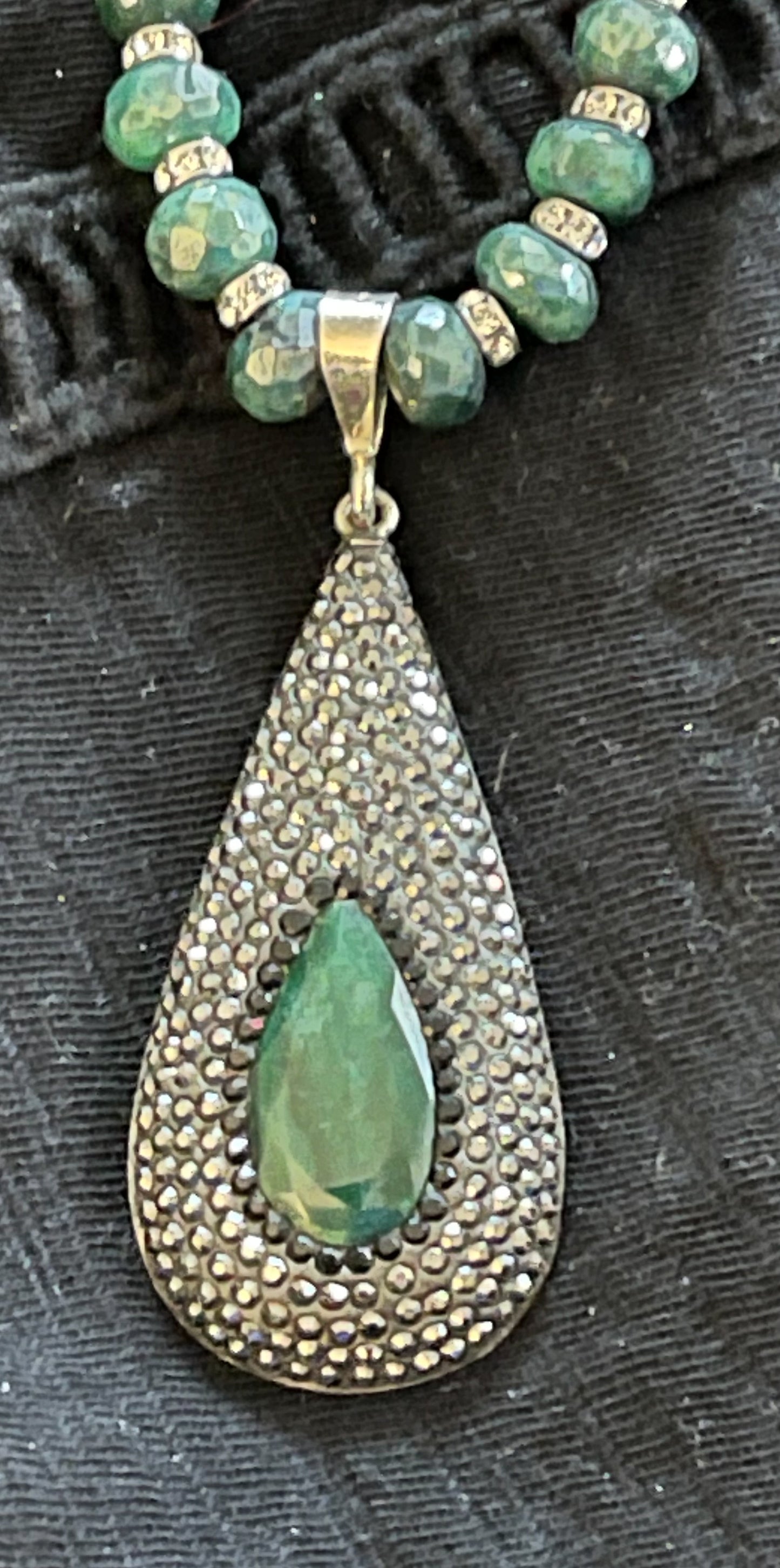 Emerald and Swarovski Crystal Necklace