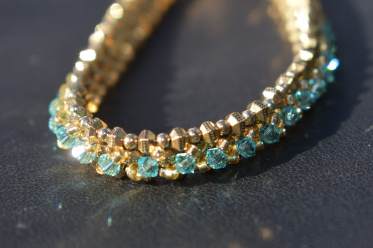 Gold and Turquoise Tennis Bracelet