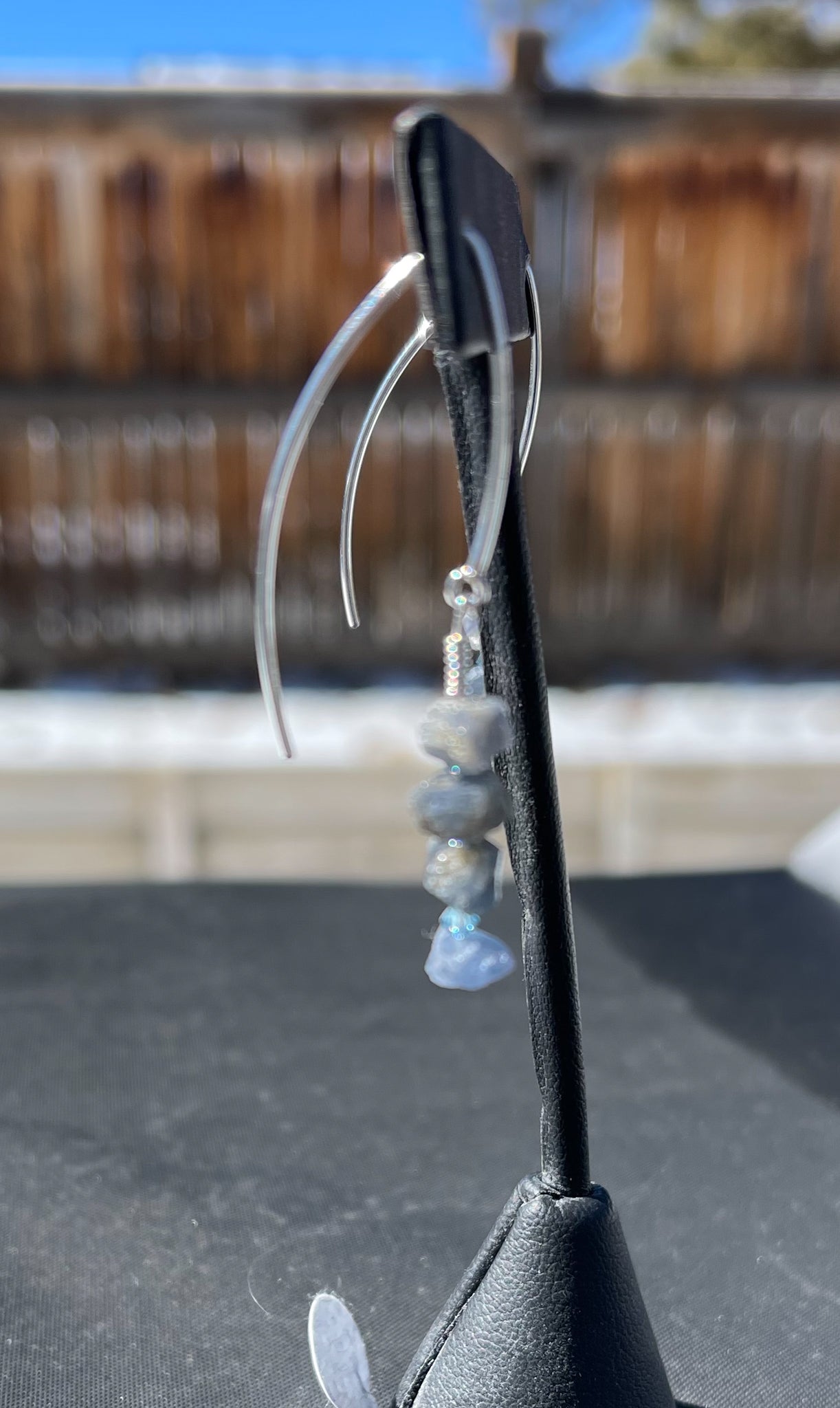 Raw Sapphire Swarovski Crystal and Sterling Silver Earrings