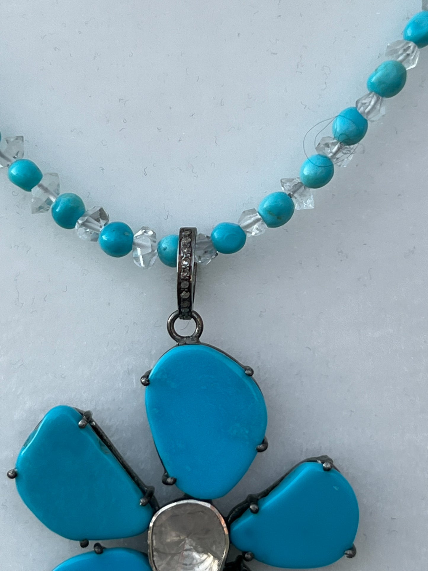 Sleeping Beauty Turquoise and Diamond Necklace