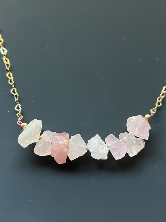Rose Quartz and Gold Vermeil Heart Chain necklace
