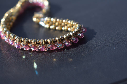 Gold and Pink Tennis Bracelet