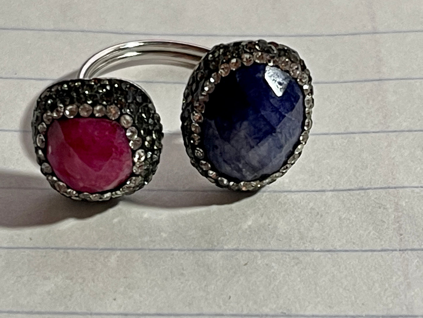 Ruby Sapphire and Cubic Zirconia Ring