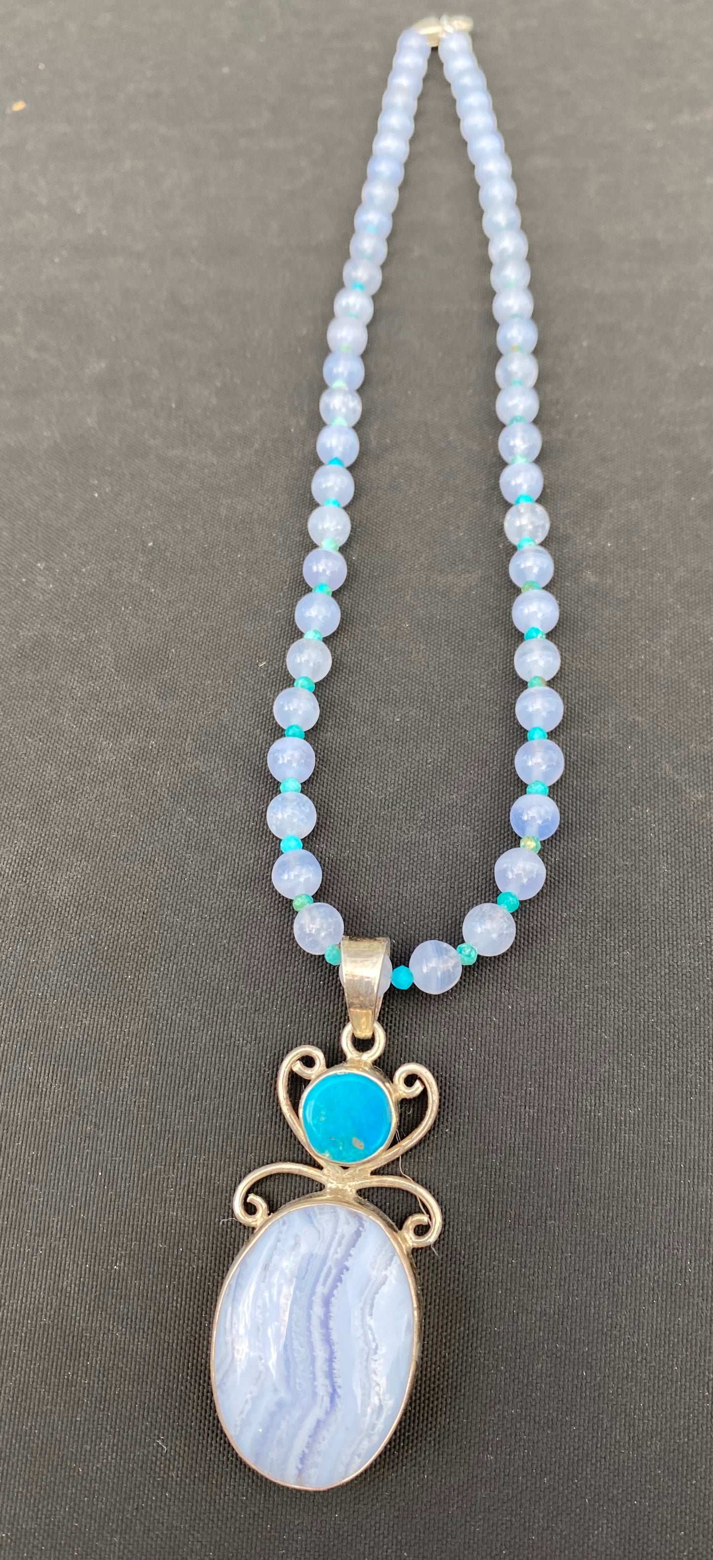 Blue Lace Agate and Turquoise Necklace