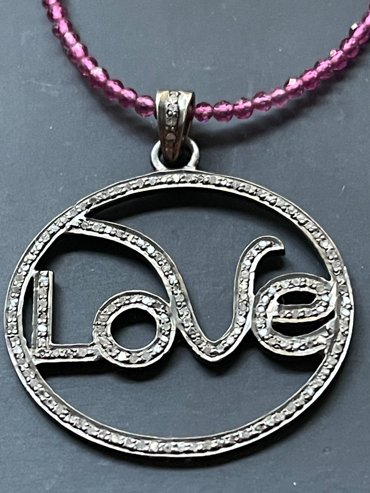 Diamond and Pink Zircon Love Necklace