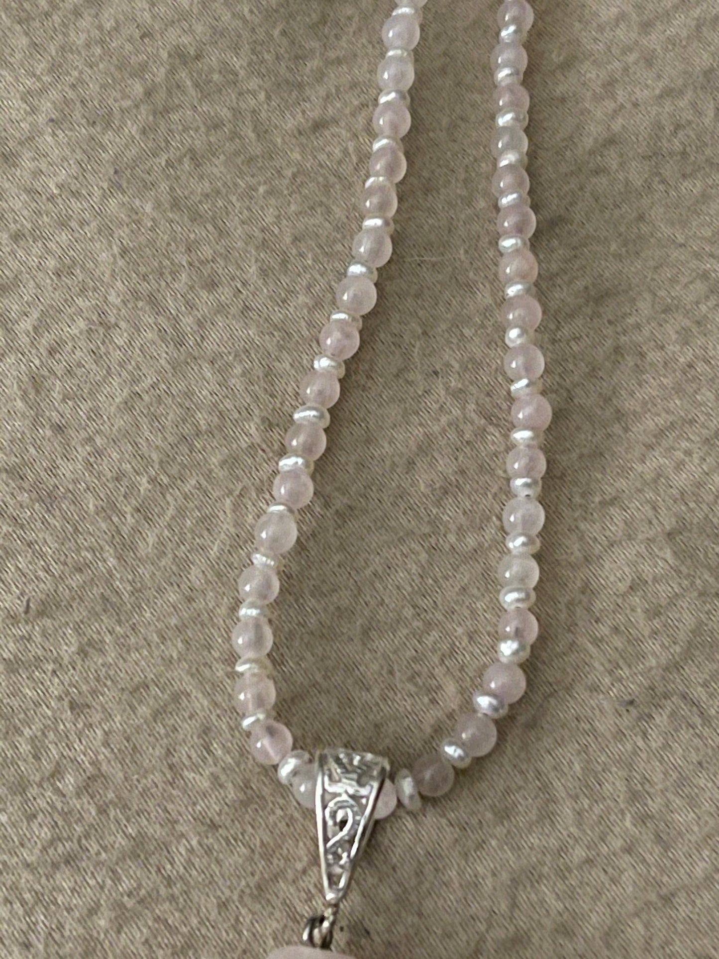 Rose Quartz and Freshwater Pearl Necklace