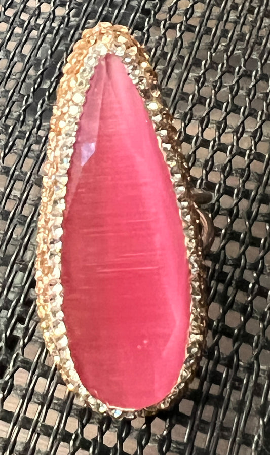 Chalcedony and Swarovski Crystal Adjustable Ring