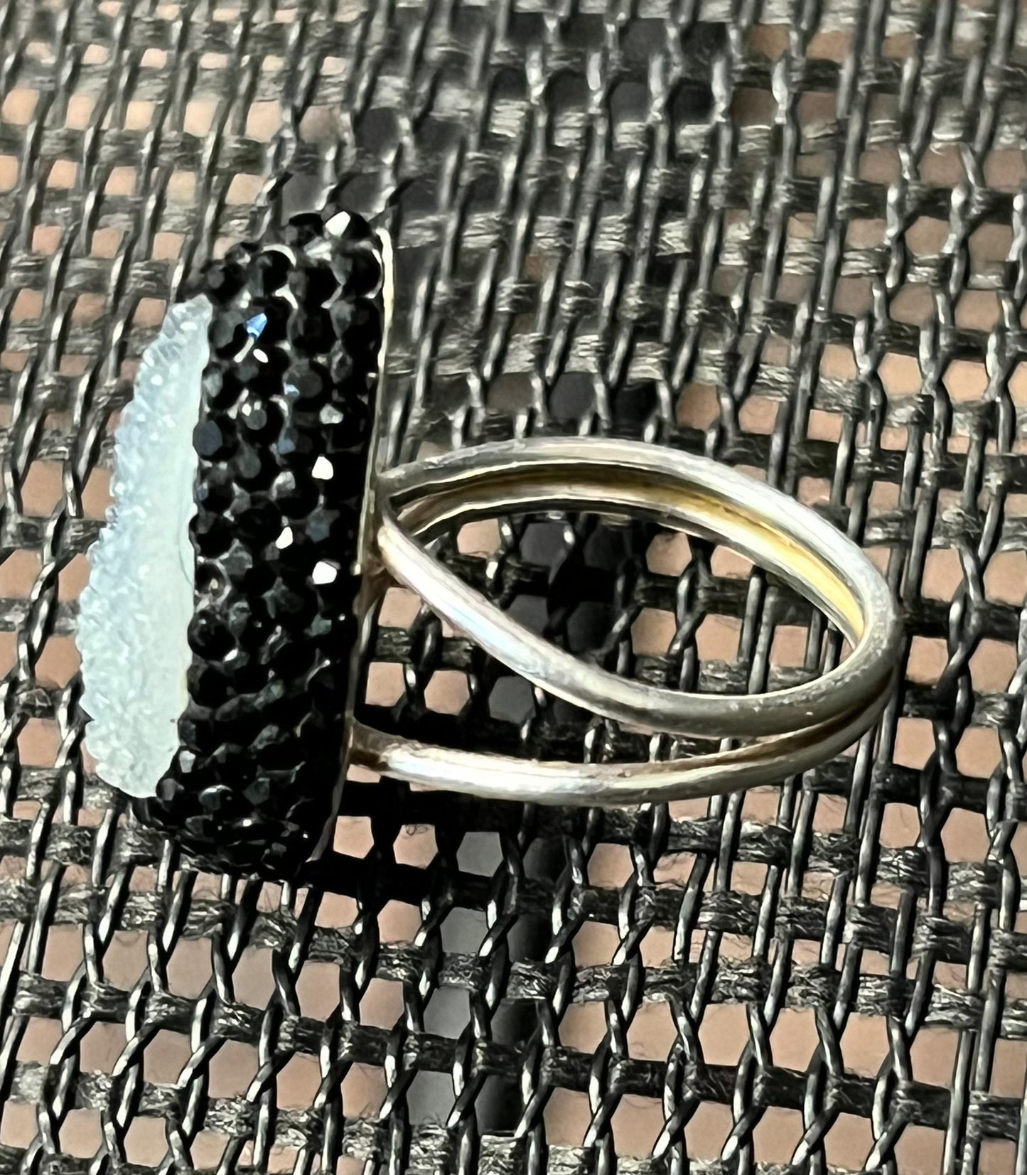 Druzy Quartz and Swarovski Crystal Ring