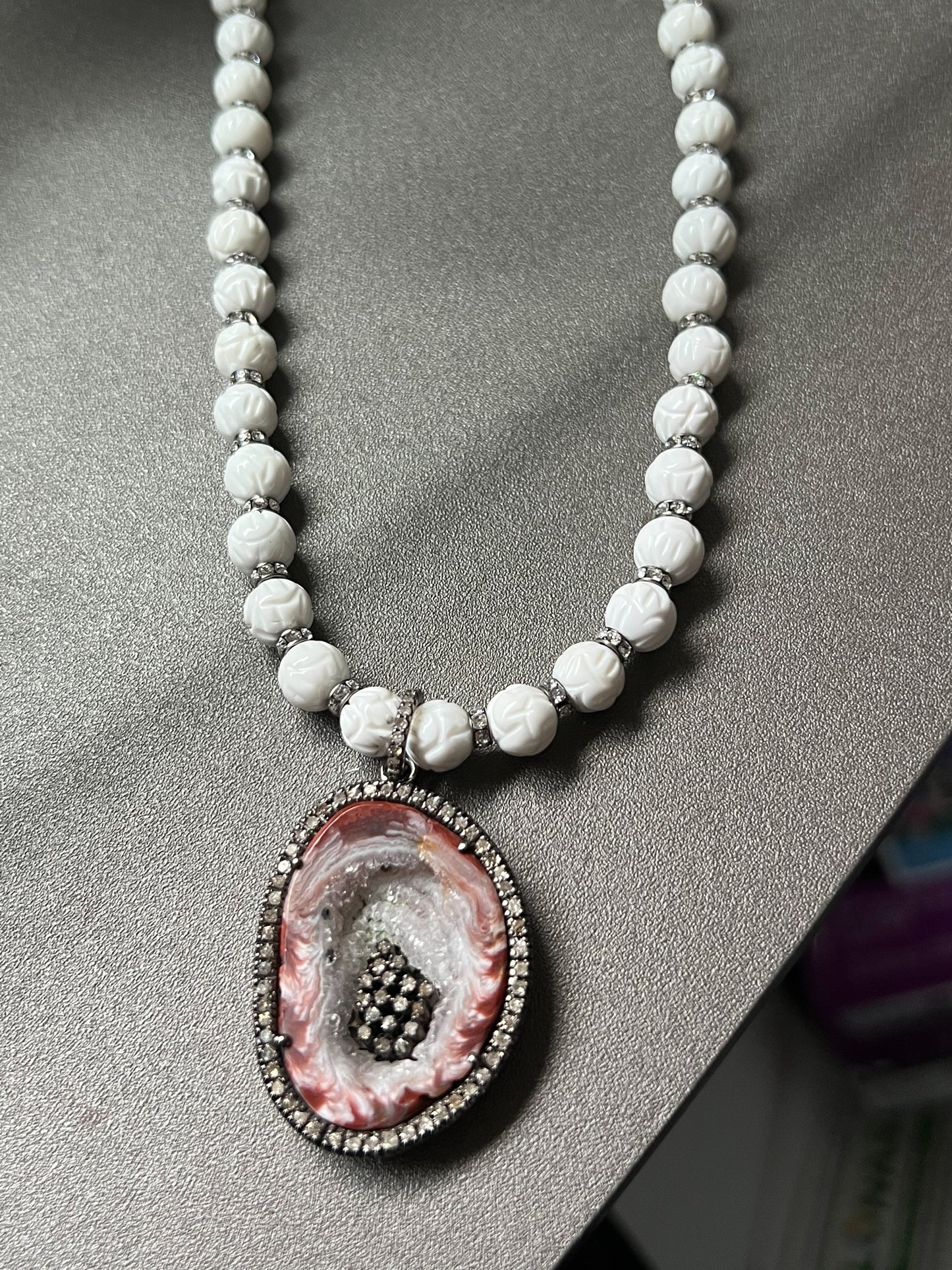 Geode and Diamond Necklace