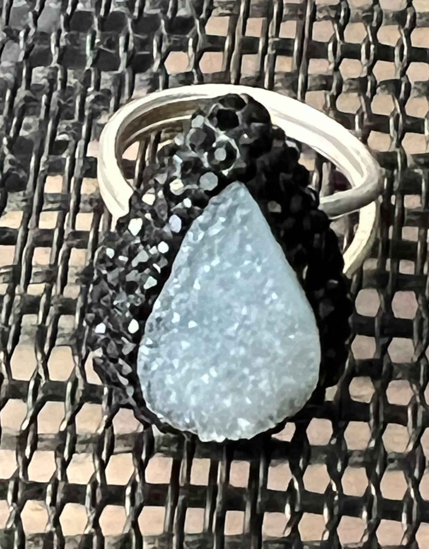 Druzy Quartz and Swarovski Crystal Ring