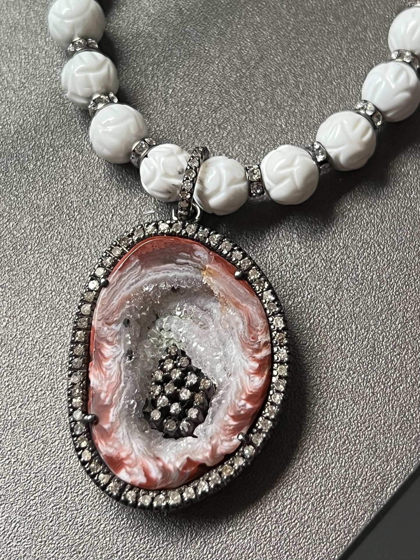 Geode and Diamond Necklace